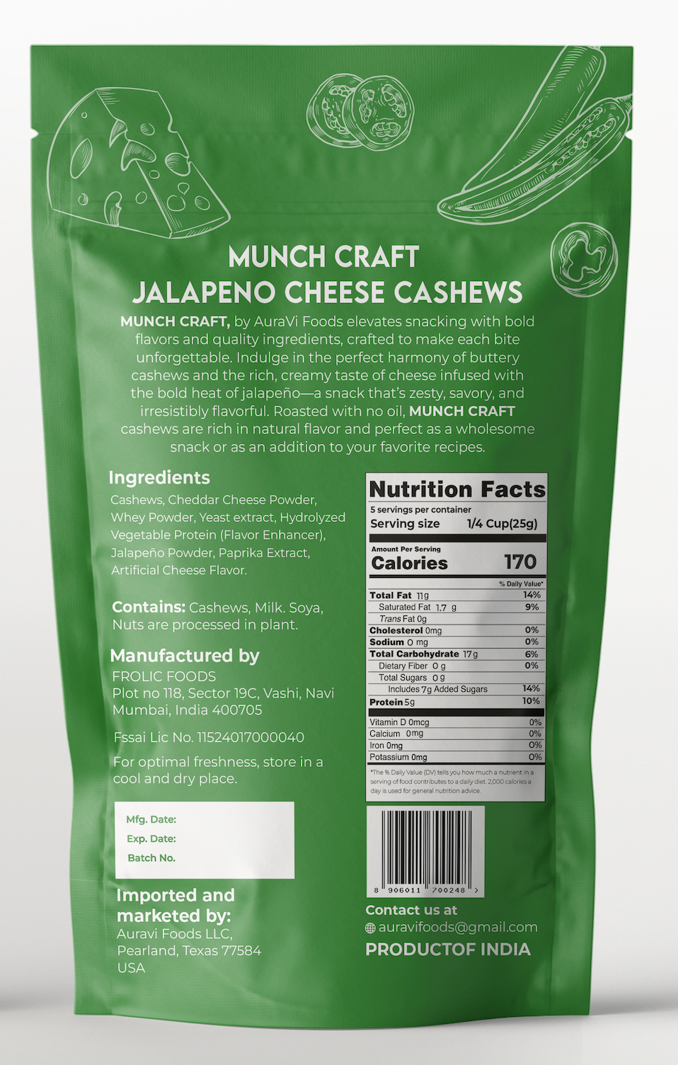 Jalapeno Cheese Cashews 3-Pack (4.3 oz each x 3)