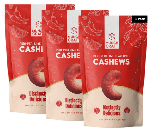 Peri-Peri Lime Flavored Cashews 3-Pack (4.3 oz each x 3)